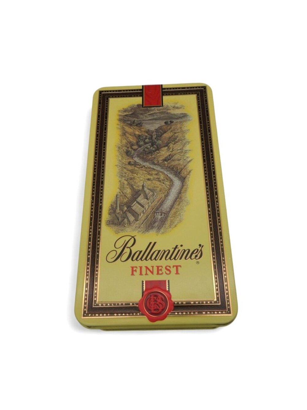 Vintage Ballantine's Finest Scotch Whisky Metal Tin Storage Box 10"